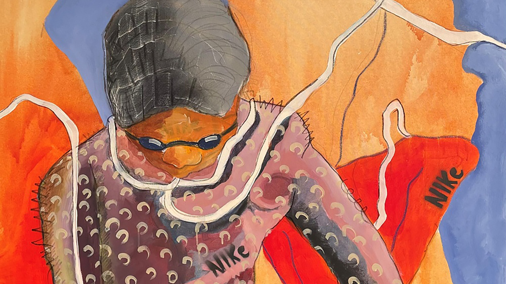 Philip Craubner, Goldtaucher (Detail), 2025, Acryl auf Leinwand